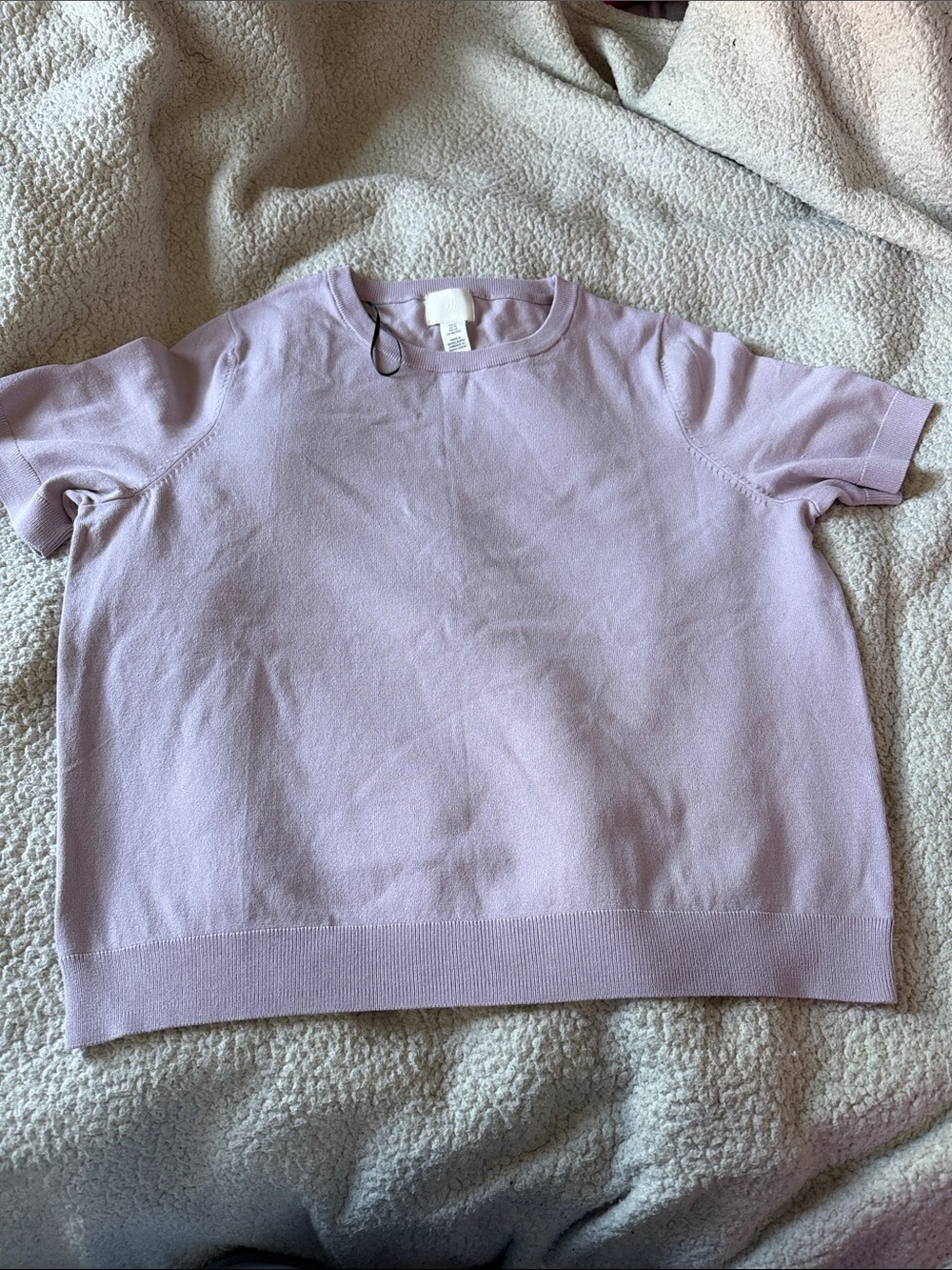 H&M Lavender Short-Sleeve Crewneck Sweater